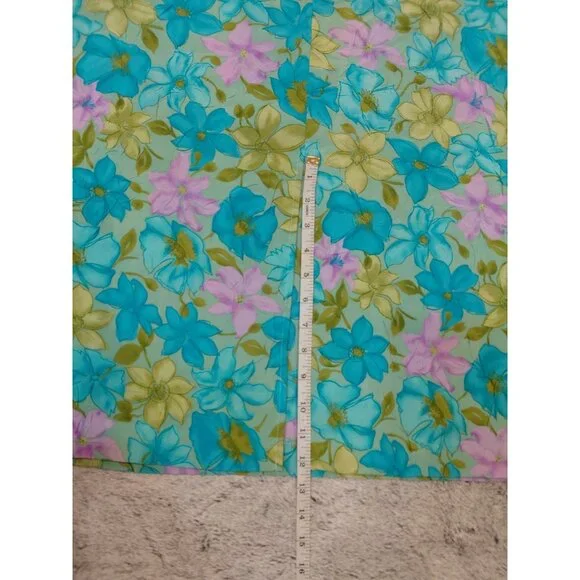 Vintage Floral Crinkle Midi Shift Dress 18WP Green Purple Cottage - Picture 8 of 9